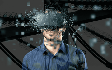 Man wearing a virtual reality headset 