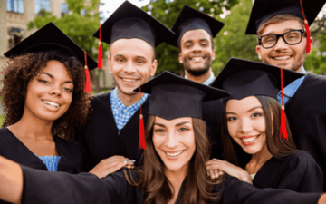 College graduates in caps and gowns 