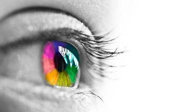 Multicolor eye with black and white background 