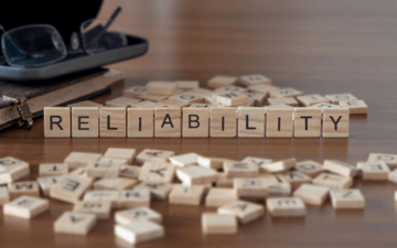 Reliability spelled out in scrabble letters 