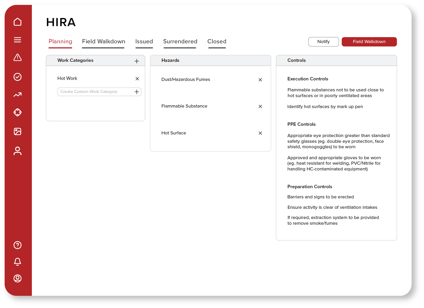 Improve control of Hot Work Permit creation