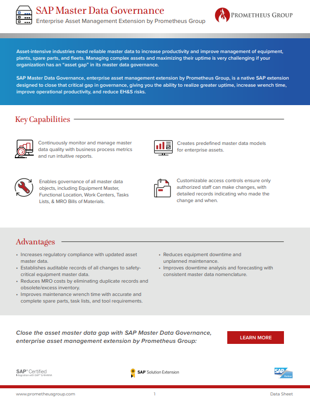 SAP Master Data Governance EAM Extension | Prometheus Group